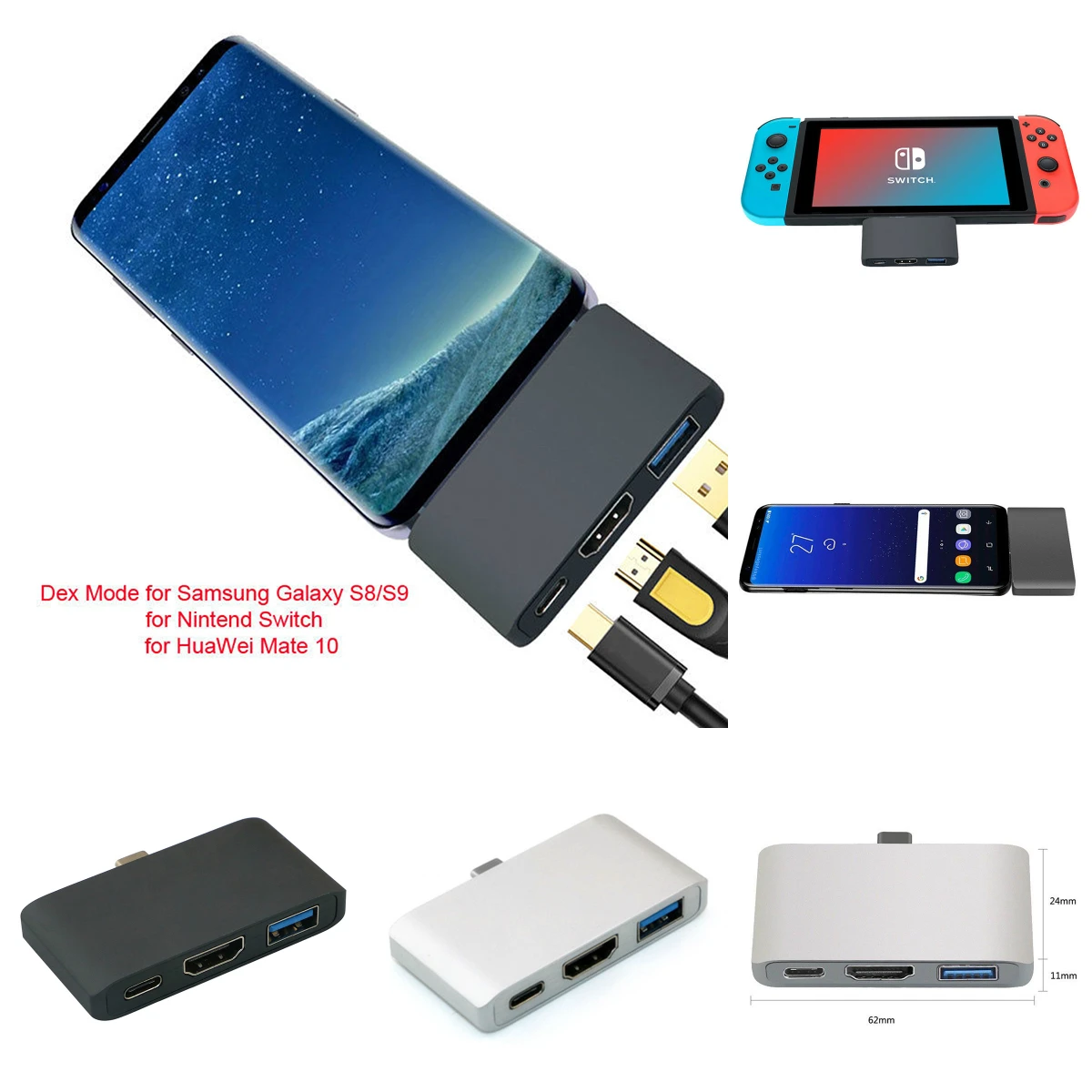 

USB3.1 Type C Hub к HDMI-совместим с поддержкой режима Dex для Samsung S8/S9 Nintendo Switch PD