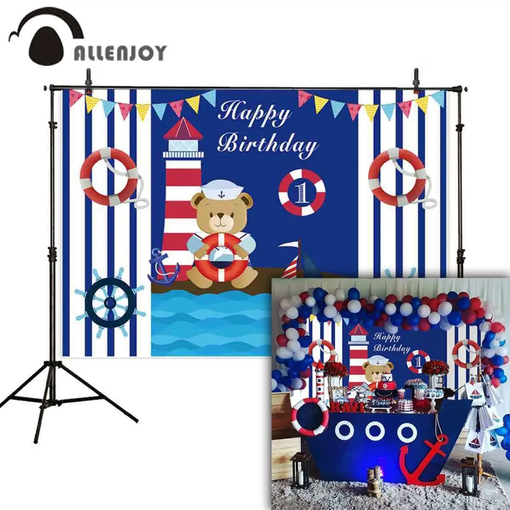 Фон для фотосъемки с изображением медведя маяков на 1 й день рождения|Фон