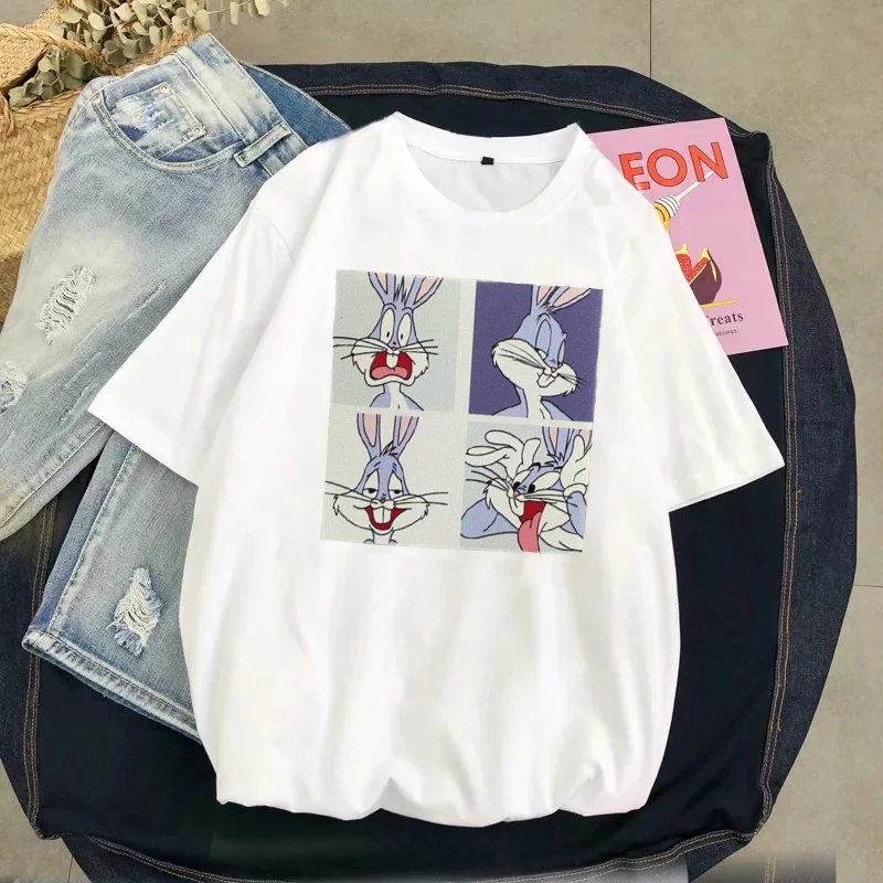 Женские повседневные футболки Ulzzang уличная одежда kawaii футболка с мультяшным