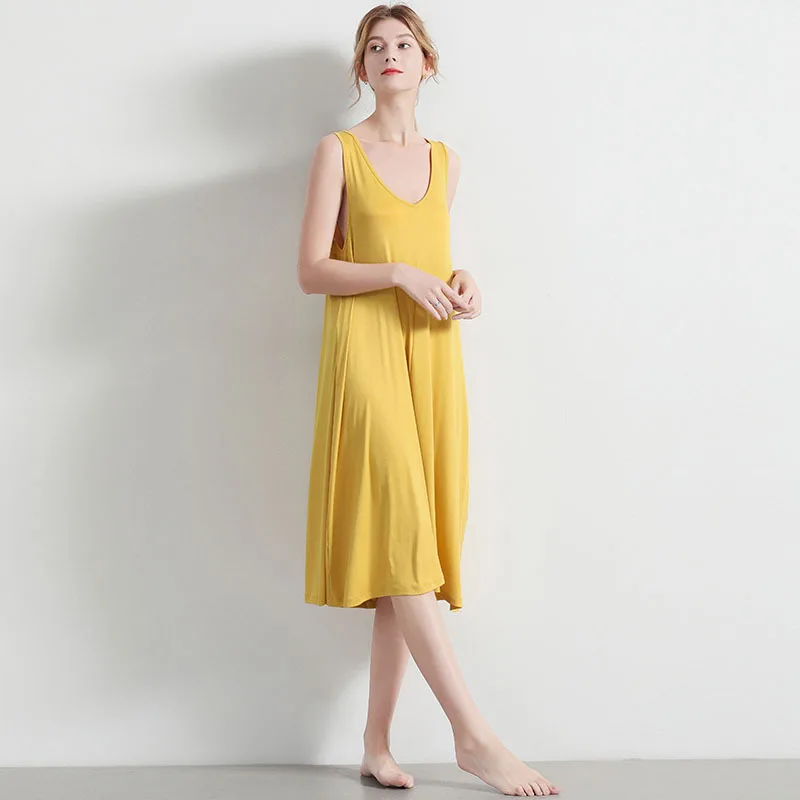 Elifashion новое летнее женское однотонное платье без рукавов домашняя одежда пижамы