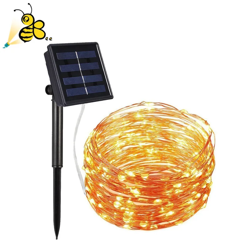 20 м солнечные гирлянды 200 Led Красочный серебристо медный провод лампа сказочная