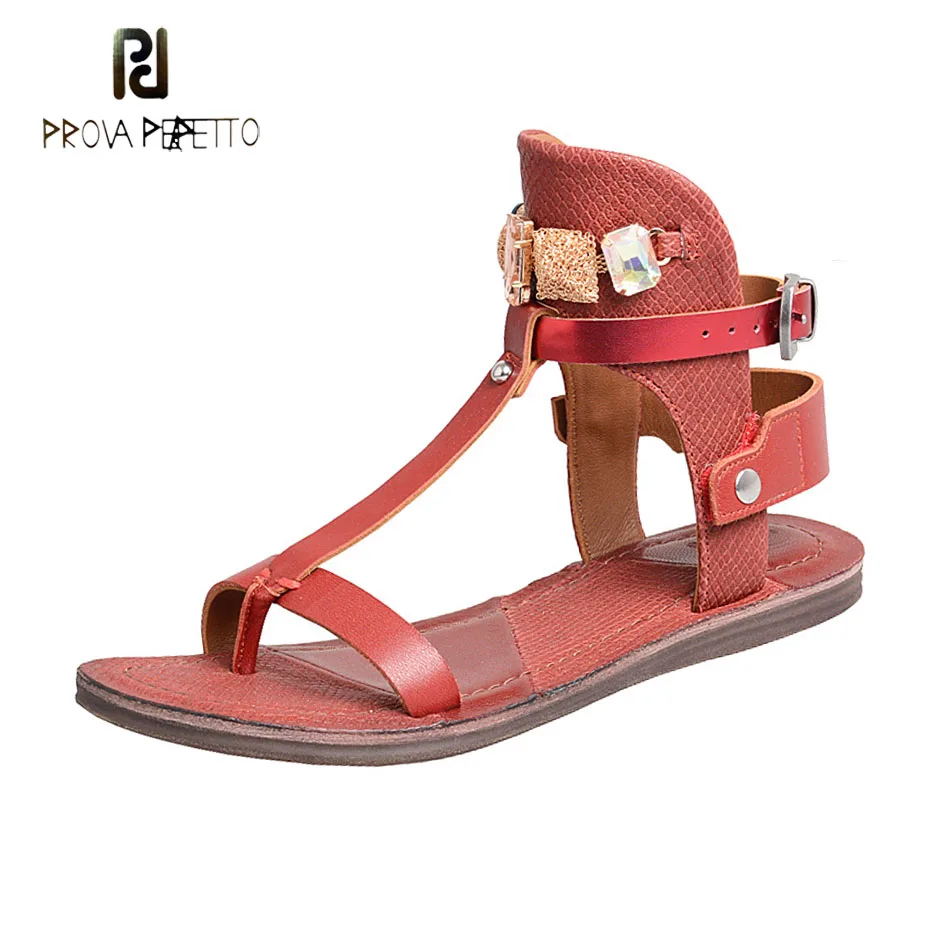 

Prova Perfetto/Новые летние сандалии из натуральной кожи с ремешками на лодыжках; Женские повседневные сандалии-гладиаторы с пряжкой на ремешке; Ж...