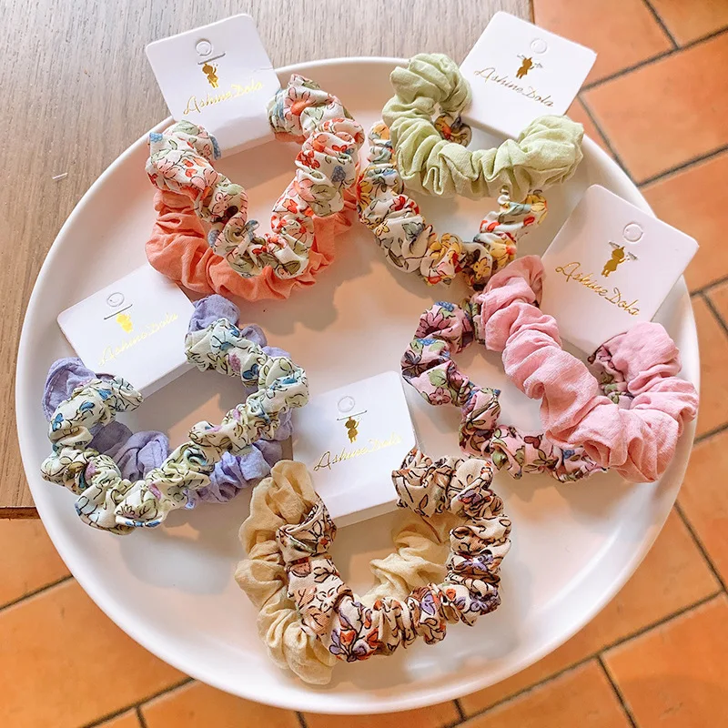 

Новинка 2021, цветочное кольцо для волос для девочек, тканевая цветная резинка, детский головной убор, резинки для волос для детей, модные аксе...