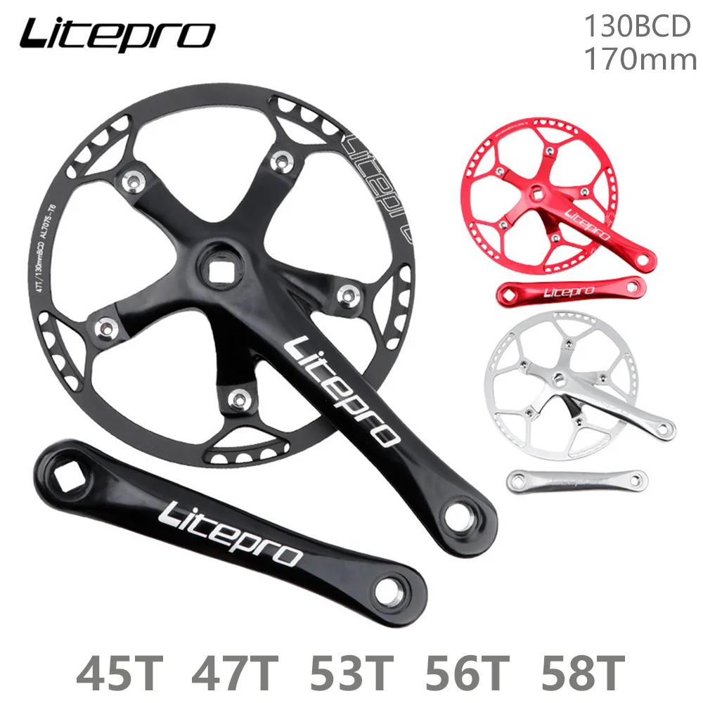 

Litepro Folding Bike Crankset Integrated Single 130BCD 170mm Crank Chainring 45T 47T 53T 56T 58T For BMX Bicycle Parts