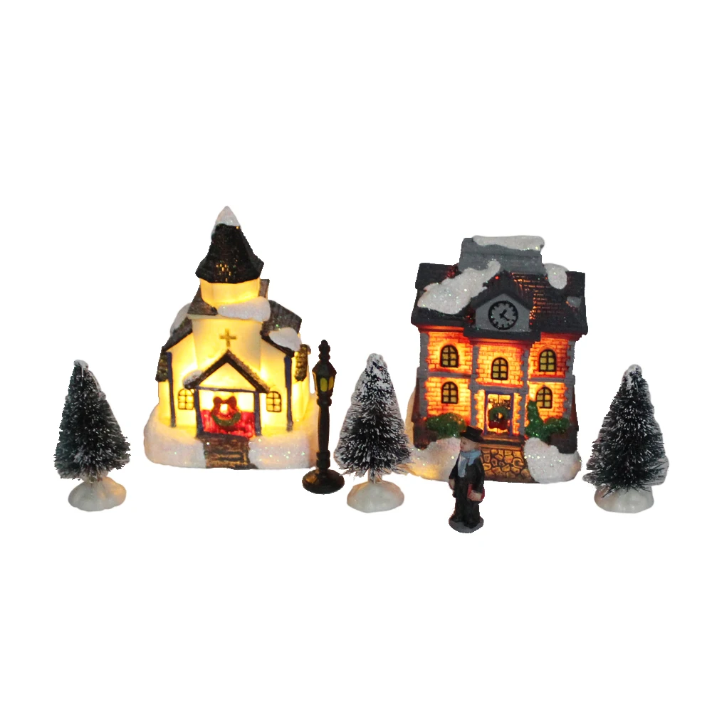 Рождественские дома из смолы теплое белое светодиодное освещение домашний декор