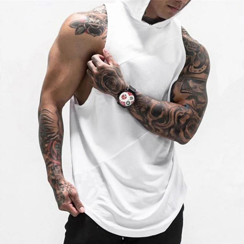 Brand fitness clothing bodybuilding stringer tank top men gym vest Hoody cotton muscle Sleeveless shirt singlets | Мужская одежда