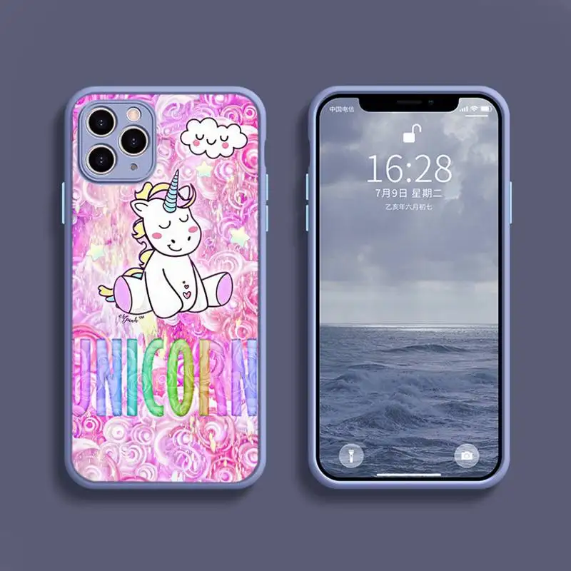 

Rainbow Unicorn Phone Case Transparent Matte For IPhone 7 8 11 12 S Mini Pro X XS XR MAX Plus Cover Shell