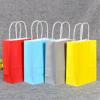 10 pieces kraft paper bag with handles solid color gift packing bags for store clothes wedding christmas supplies handbags kit