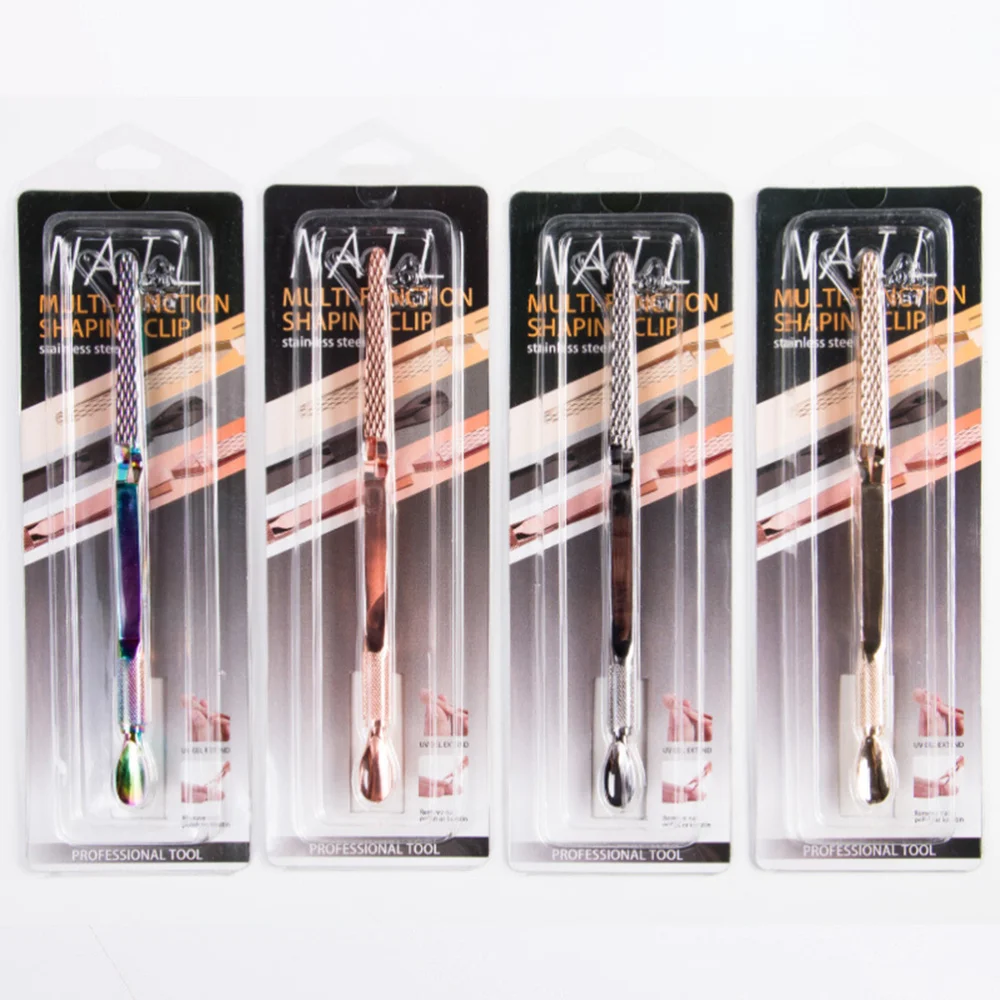 

Multi-function Manicure Tool Double-end Nail Clamp Cuticle Remover Dead Skin Pusher Nail Art Shaping Clip for Home Nail