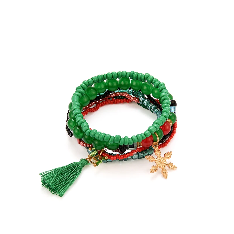 Горячий модный Рождественский Подарок Браслет Ювелирный Браслет многослойный этнический стиль ручной работы плетеный браслет из бисера для женщин - Окраска металла: style 1