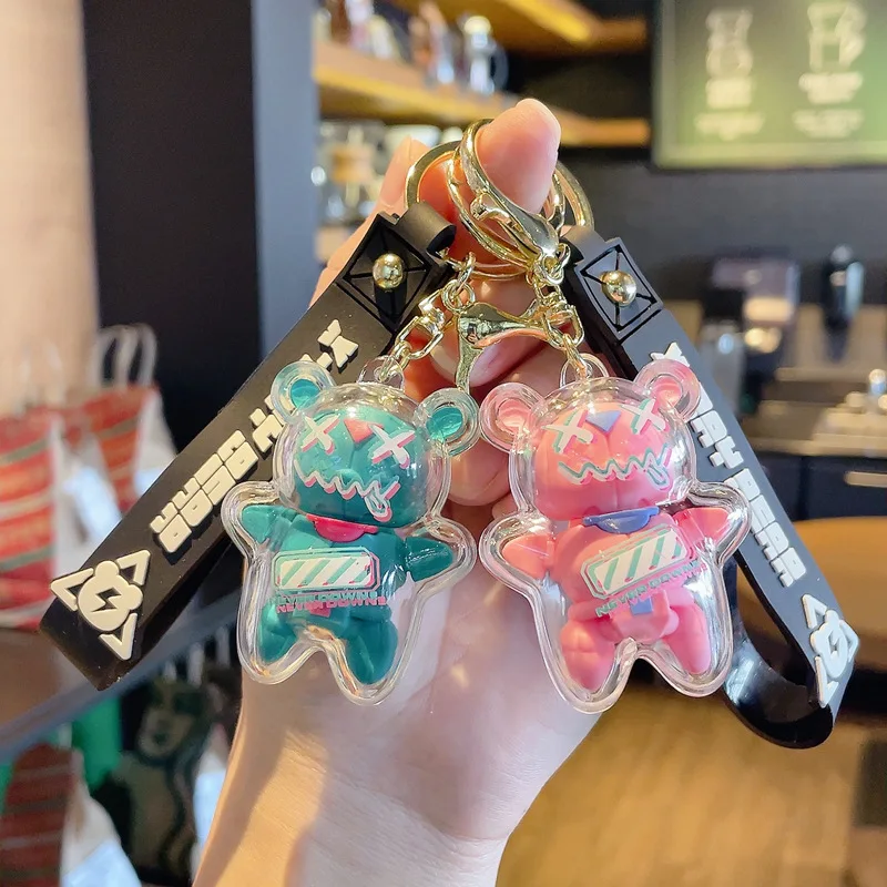 Мультяшный креативный акриловый крутой брелок для ключей с медведем кукла