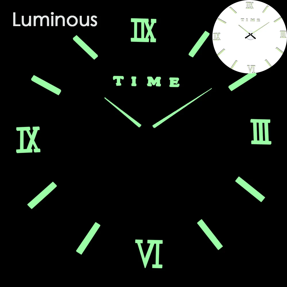 clock luminous7 Настенные часы современный дизайн часы цифровые большие 3D DIY домашний декор светящиеся зеркальные наклейки Мода Новое поступление - Color: clock luminous7