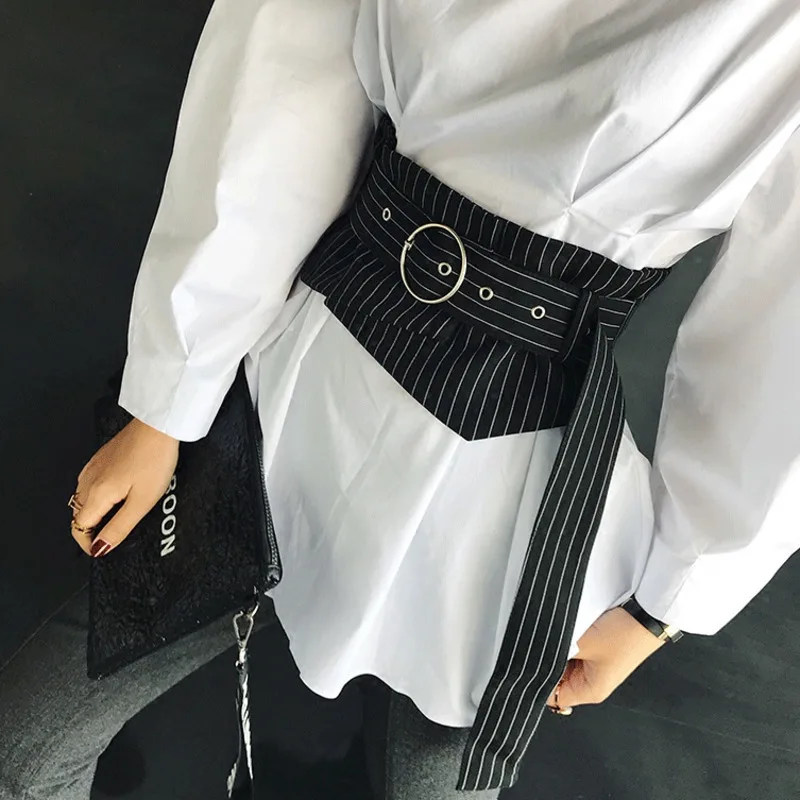 Женский пояс корсет WKOUD EAM Классический Повседневный Пояс в полоску с