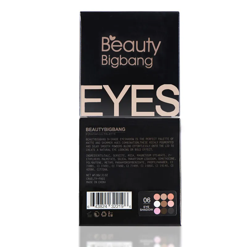 BeautyBigBang, 9 цветов, тени для век, палитра, тени для век, матовые, мерцающие, макияж, палитра, Sombras, Maquiagens, Cienie Do Powiek, тени для век