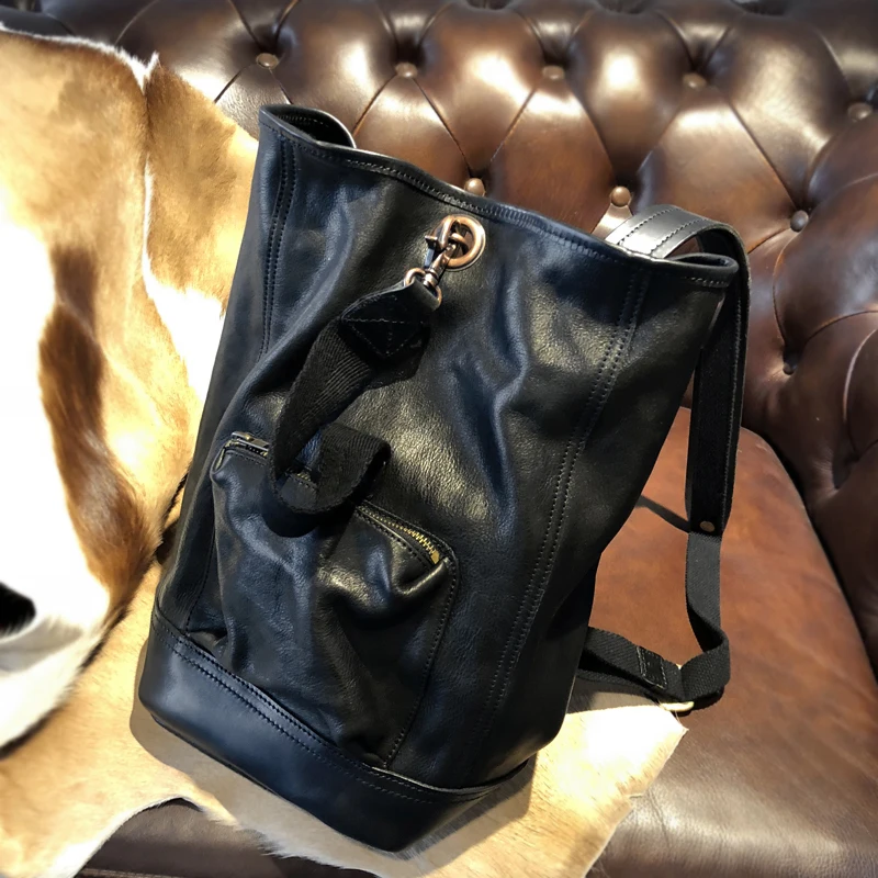 Роскошный винтажный кожаный мужской рюкзак из натуральной кожи в стиле ретро