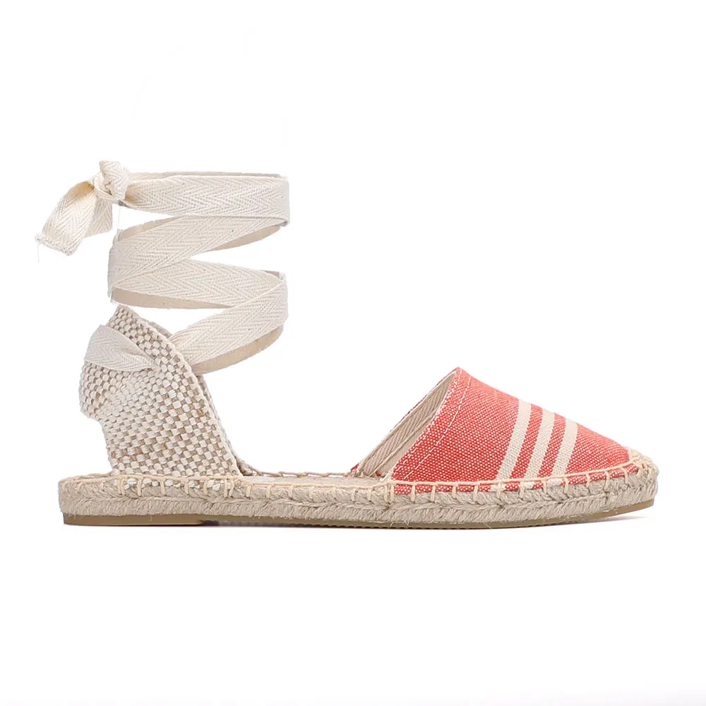 

2021 Casual Sandals Selling Real Hemp T-strap Flat With Open Sapato Feminino Sapatos Mulher Womens Espadrilles Shoes
