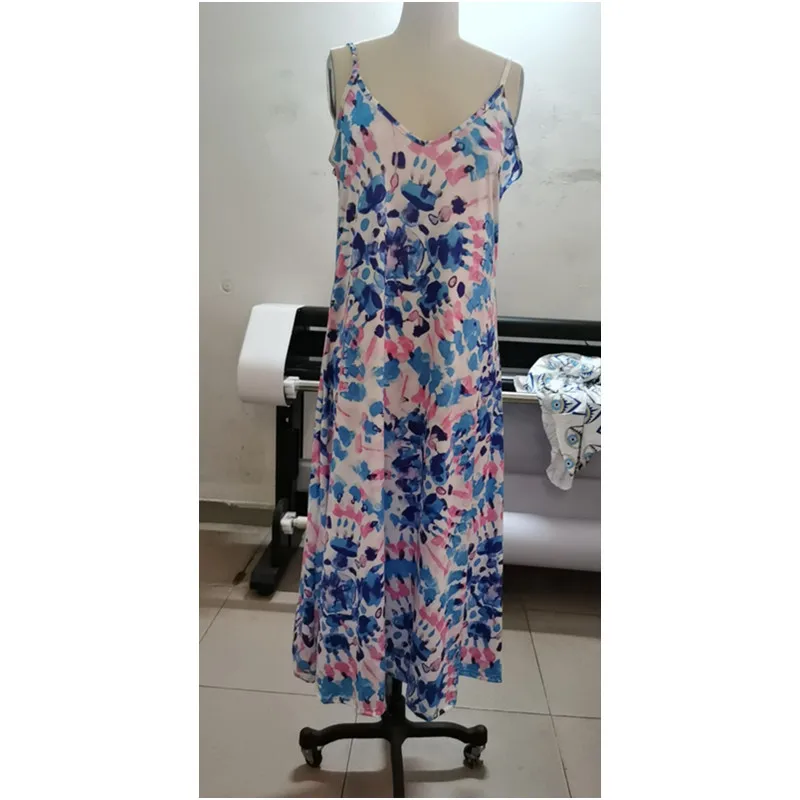 

Boho Floral Stripe Long Dresses Spaghetti Strap Summer Women's Dress Woman Party Elegant Sexy Girl Bodycon Casual Clothing