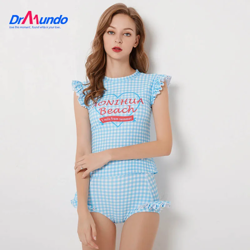 2020 размера плюс Рашгард женский купальник на молнии с принтом ладони одежда для