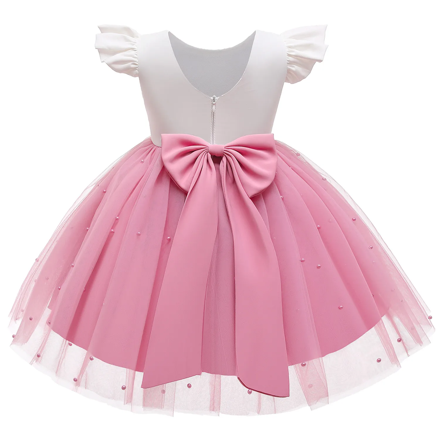 

Toddler Girl Princess Dress Pearls Tulle Wedding Birthday Party Tutu Pink Dress Children Clothing Kids Summer Dresses For Girls