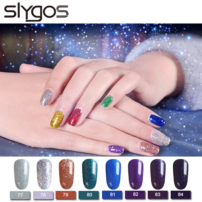SLYGOS 10 мл УФ светодиодный Гель-лак с блестками долговечный Блестящий цветной