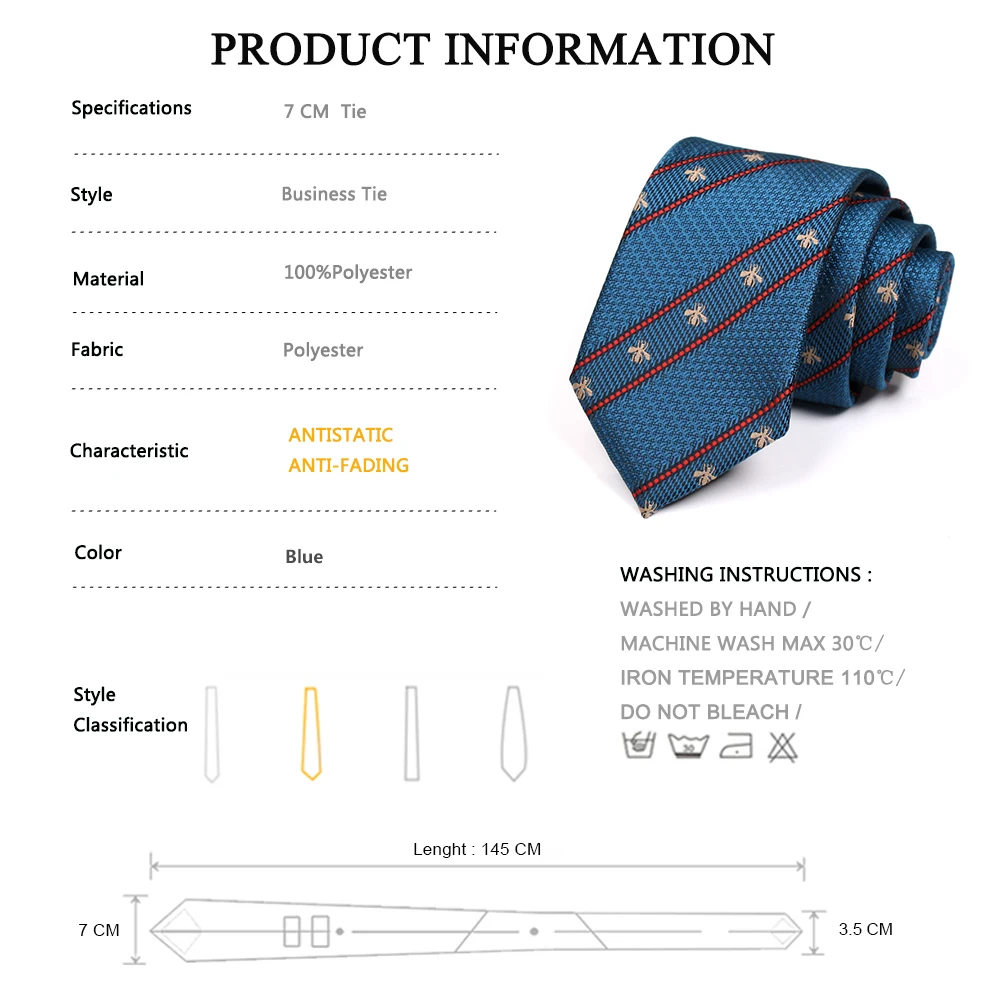 

Brand New Animal Jacquard 7CM Business Blue Tie For Men Fashion Luxury Male Dress Suit Necktie Party Wedding Work With Gift Box