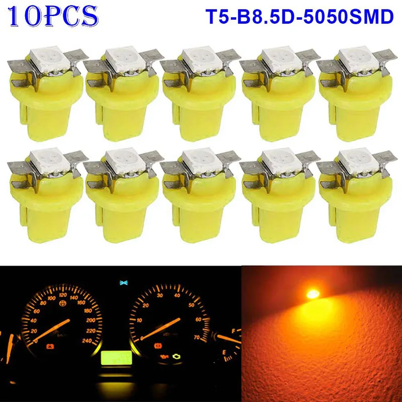 10 шт. T5 B8.5D 5050smd Светодиодная лампа SMD Автомобильный датчик Скорость Dash лампы