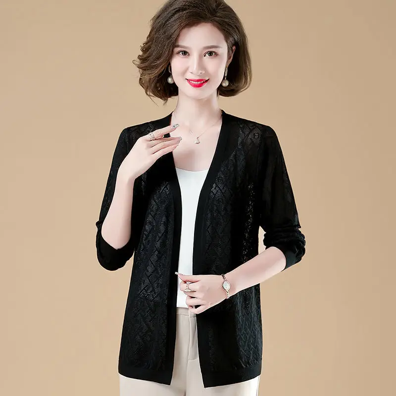 

Women Knitted Spring Cardigan Casual Long Sleeve Open Stitch Female Thin Knitwear Ladies Loose Korean Plus Size 4XL Y620