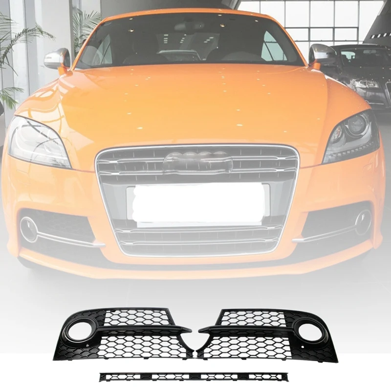 

3PCS/Set Front Lower Grille + Fog Light Grill For- TTS MK2 2011-2014
