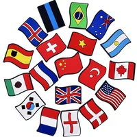 single sale 18 kinds of national flags croc charms pvc shoes decoration jibz for croc charms designer for xmas gifts