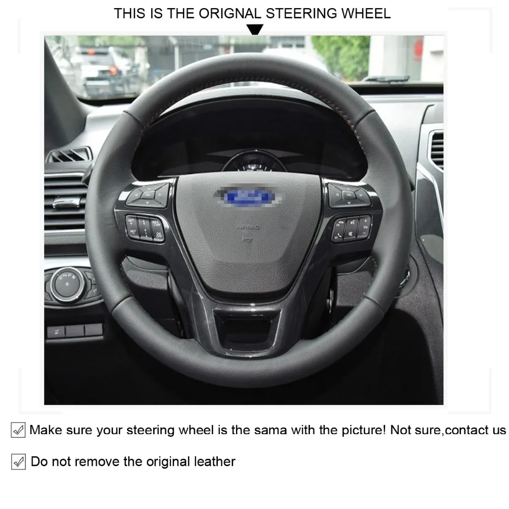 LUNDA кожаный прошитый вручную чехол рулевого колеса автомобиля для Ford Explorer aurus Raptor