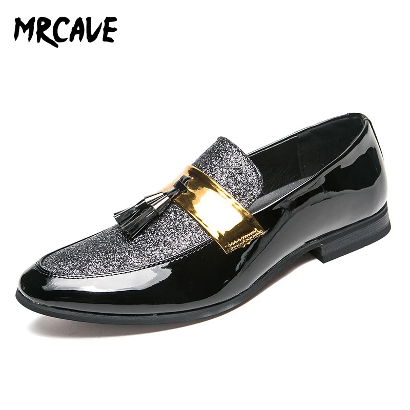 MRCAVE/Мужская обувь на плоской подошве Цвет черный золотой формальная Лоскутная