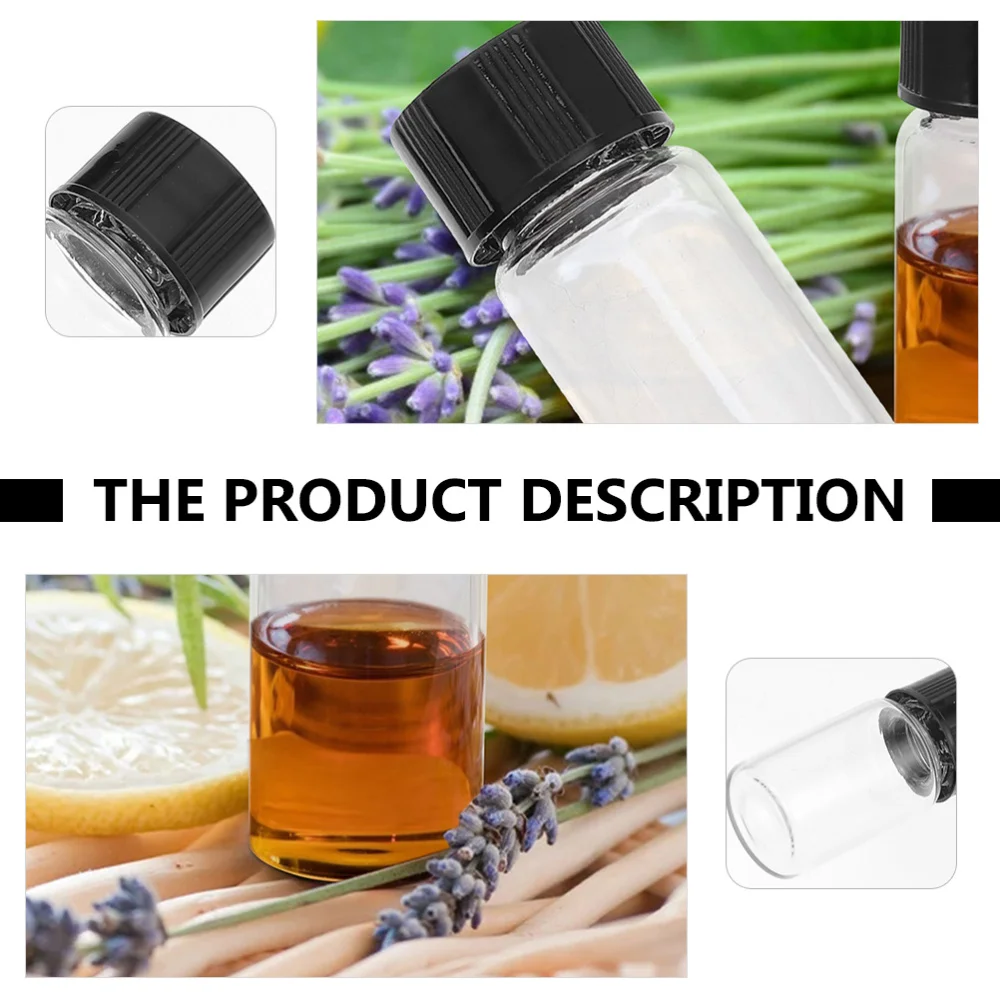 

30pcs Glass Sample Vials Flat Bottom Bottles Essential Oil Bottles with Lids