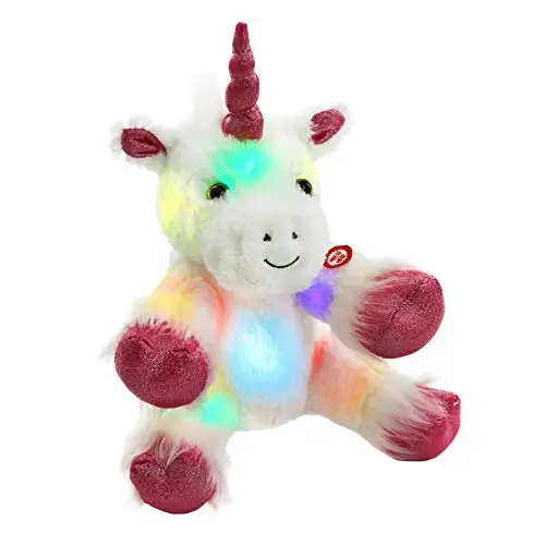 

Wewill Glow Unicorn LED Stuffed Animal Soft White Plush Toy Nightlight Companion Gift for Kids Christmas Birthday Any Festivals