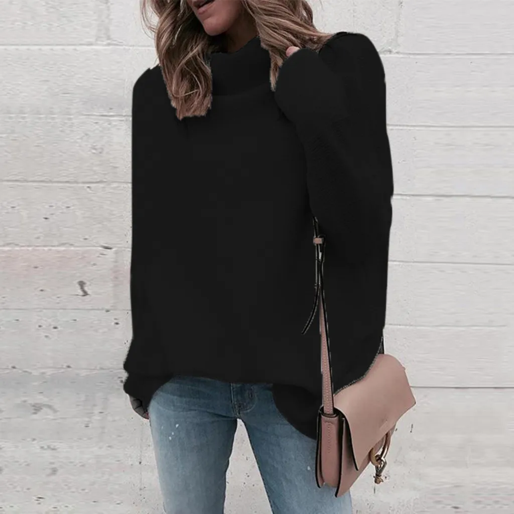 Long Sleeve Autumn Winter Sweater Women White Knitted Sweaters Pullover Jumper Fashion 2019 Turtleneck Female | Женская одежда