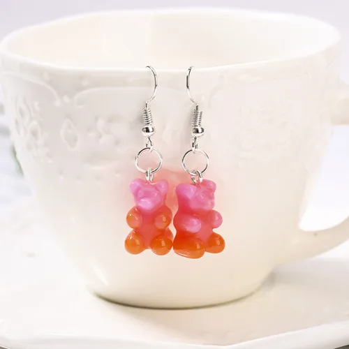 as picture 1 пара женских висячих сережек с блестками Gummy Bear разноцветные полимерные модные серьги с подвесками ювелирные изделия Diy - Окраска металла: as picture