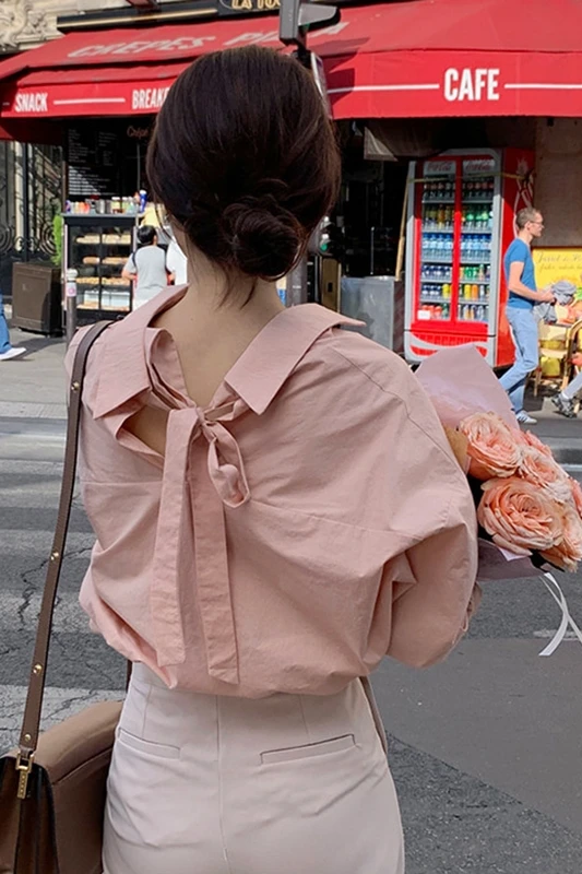 

IEQJ 2021 New Summer Fashion Women Clothes Turn-down Collar Full Sleeves Single Breasted Pink Shirt Korean Blouse WR25211