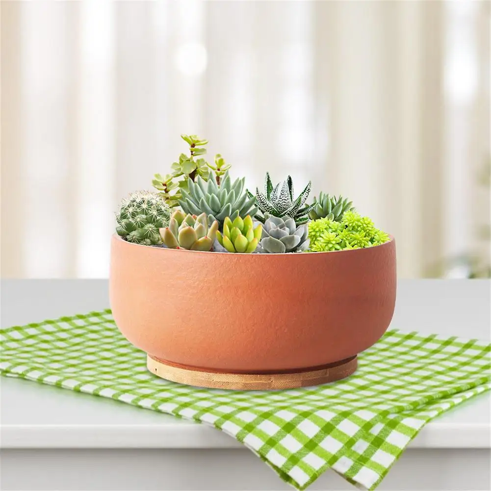 

8 Inch Succulent Planter Green Plant Pot With Drainage Holes Clay Flowerpot Round Cactus Plant Pot Indoor Decorative Flower Pots