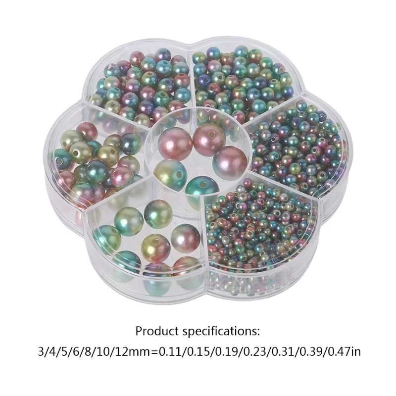 

L38A 1150PCS 1 Box Mix Color Craft Round Holed ABS Imitation Pearl Color Beads