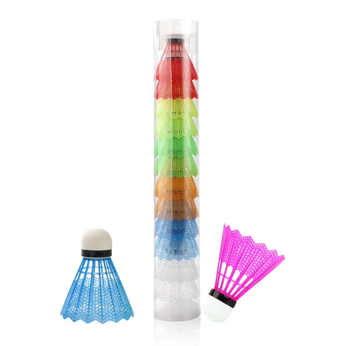 

12pcs Assorted Colors High Quality Plastic Badminton Balls Shuttlecocks Fit For Indoor Outdoor Sports Fitness Game