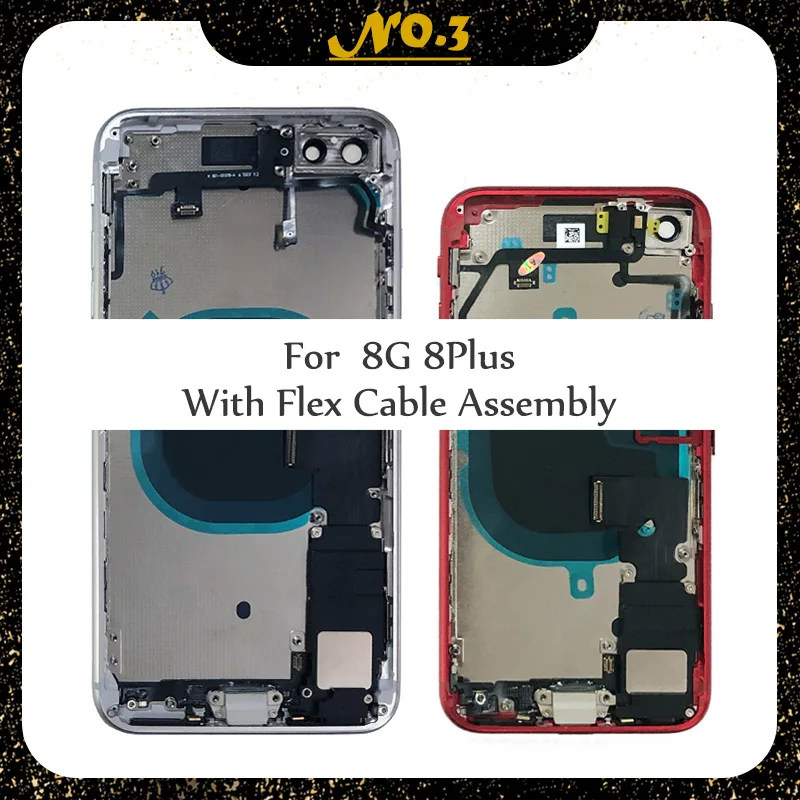 

Full Housing for iPhone 8 8Plus Plus Back Glass Battery Cover Middle Frame Chassis with Flex Cable Assembly Replacement CE US