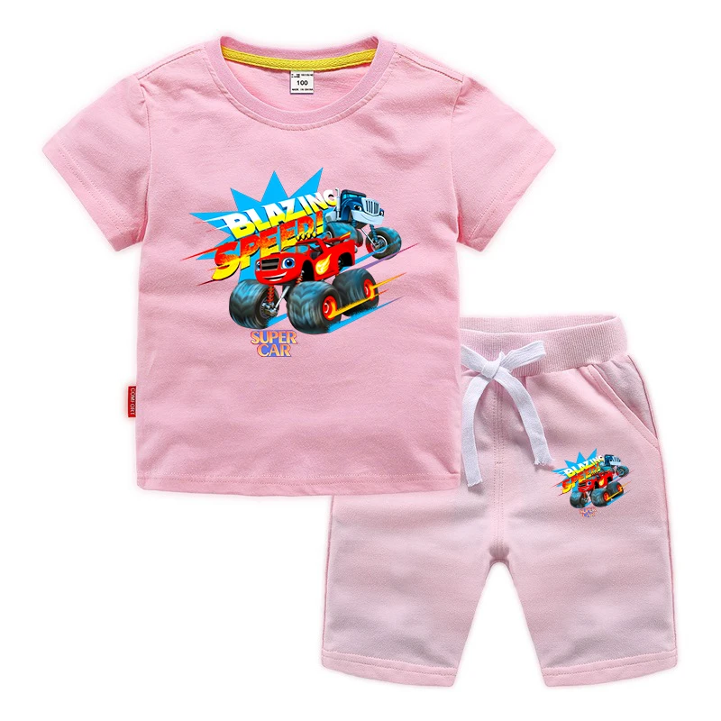 Летние комплекты Monster Machine хлопковая детская одежда для мальчиков футболки и