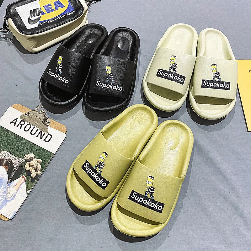 

New Summer Slippers Couple Open-Toed Slippers Outdoor Fashion Coconut Thick-Soled Beach Shoes Home Non-Slip Soft-Soled Slippers