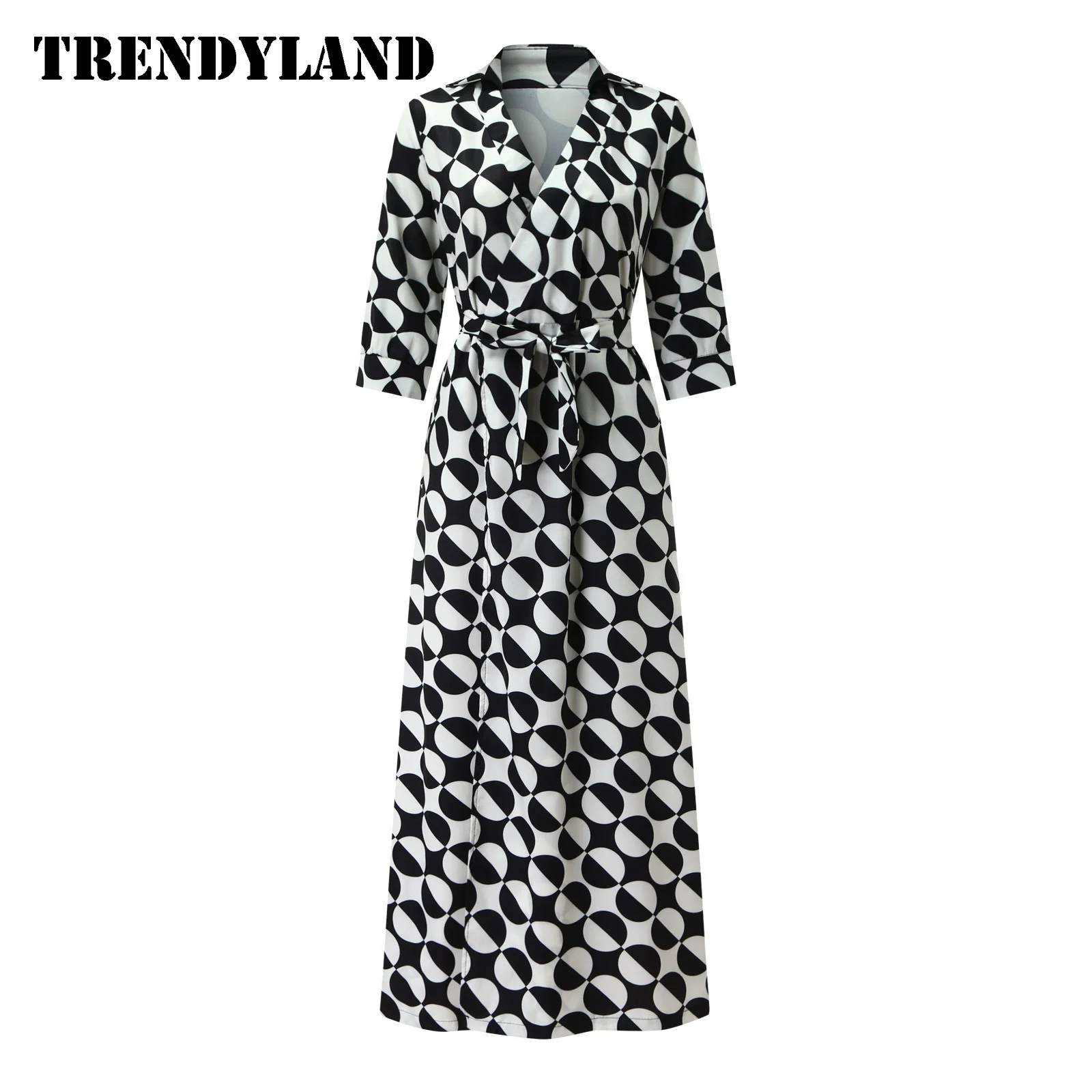 

Trendying Платья Женская мода принт v-образный вырез шнуровка стройное тело накидка на бедра длинное платье женское дизайнерское платье, элеган...