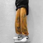 Брюки Hybskr мужские с завязками, утепленные прямые свободные модные штаны в готическом стиле, Повседневная Уличная одежда в стиле хип-хоп, большие размеры