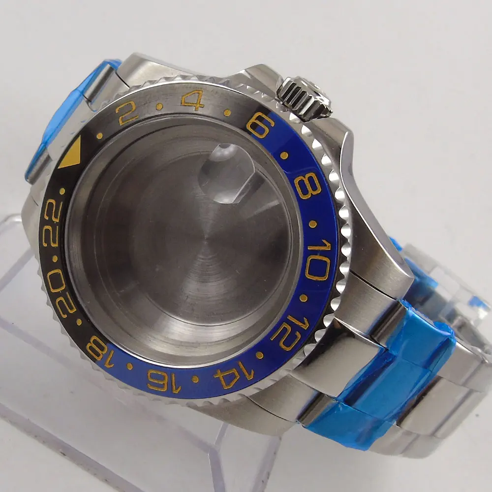 

40mm Fit NH35 NH36 ETA MIYOTA Watch Case Sapphire Glass Jubilee Middle Polished Bracelet Strap Rotaing Black Blue Insert Bezel