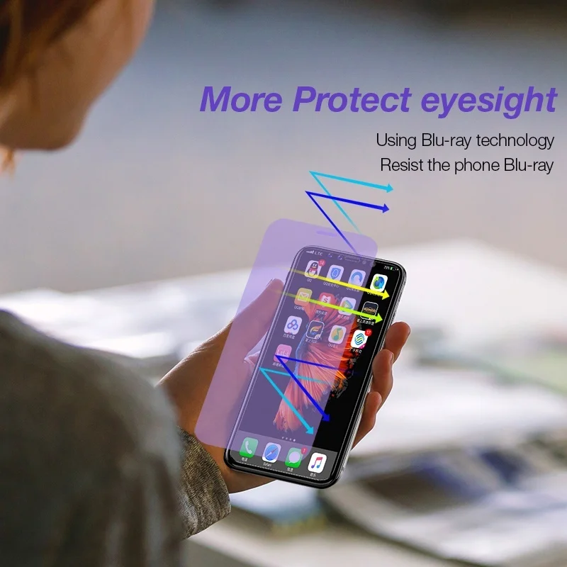 Защита для экрана от синего света iPhone 11 Pro Max 7 8 + XR XS X SE 2020 Закаленное стекло