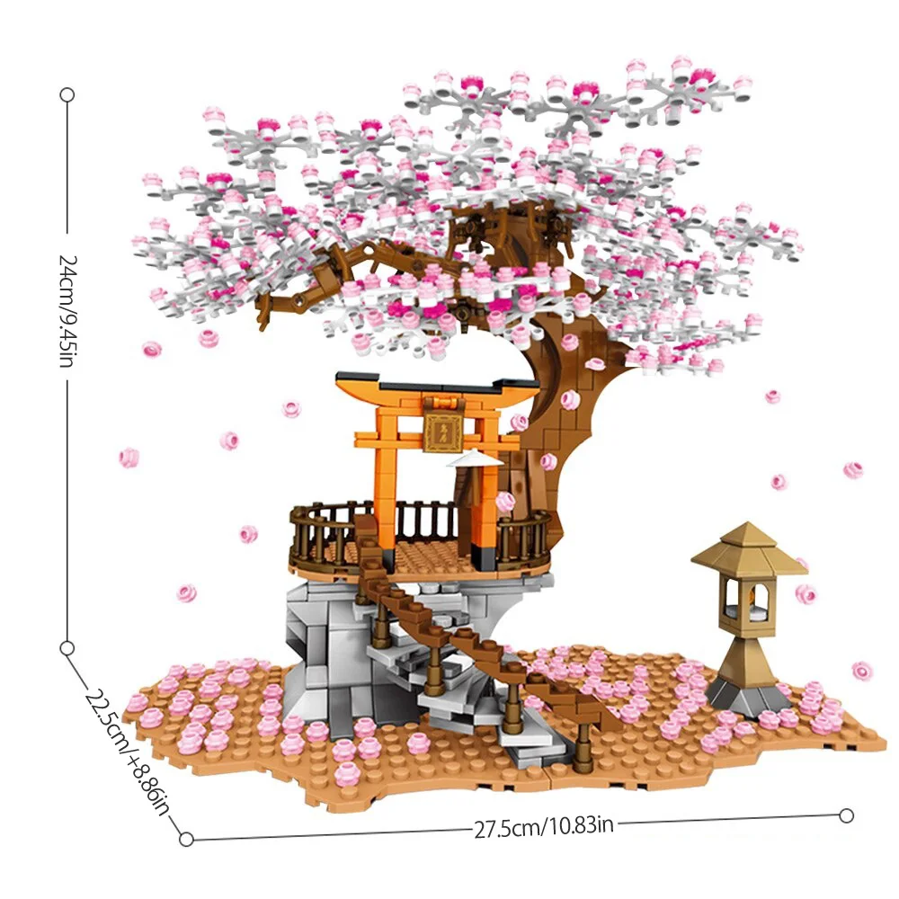 

1167pcs City Street View Idea Sakura Inari Shrine Bricks Friends Cherry Blossom Creator House Tree Building Blocks Toy Kids Gift
