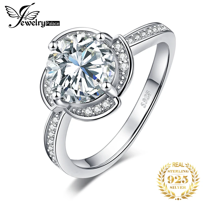 JewelryPalace цветок ветряная мельница 2.9ct фианит обещание Halo обручение кольцо 925 пробы серебро ювелирные украшения кольца для женщин