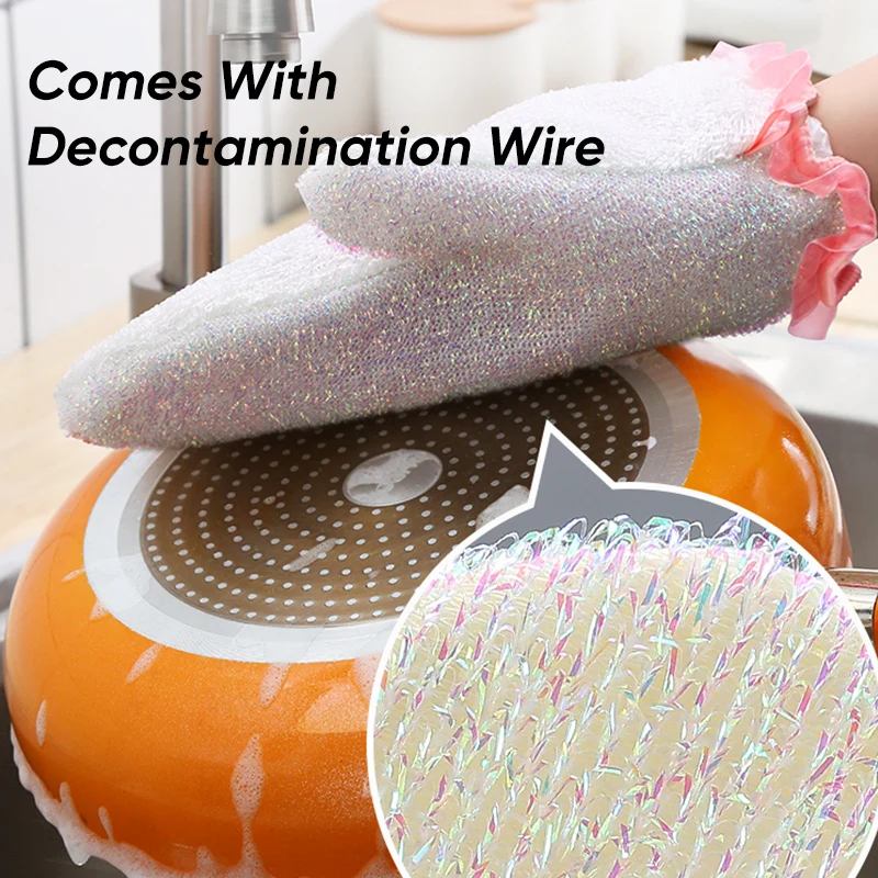 1 пара перчатки из бамбукового волокна для мытья посуды | Дом и сад