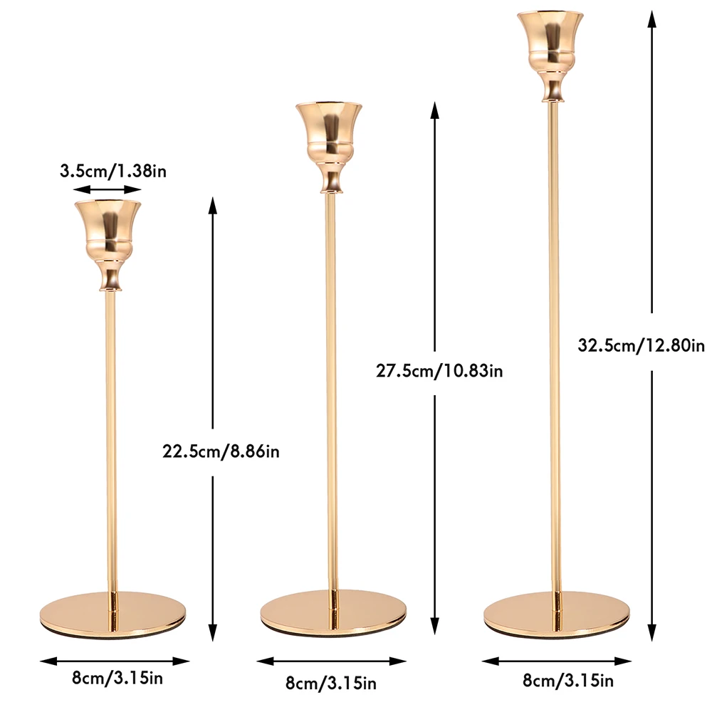 

3 Pc/ Set European Metal Candle Holder Simple Golden Wedding Decoration Bar Party Living Room Decoration Christmas Candle Holder